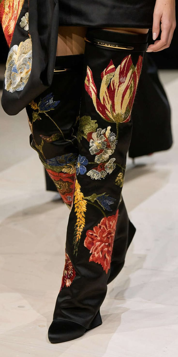 Tulip Embroidered Boots